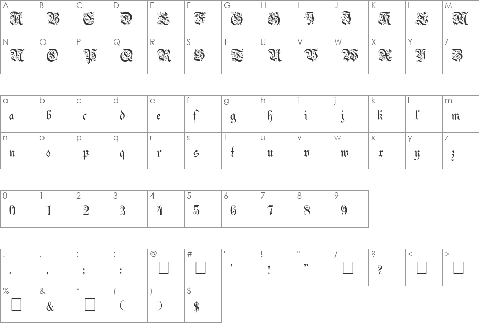 66 font character map preview