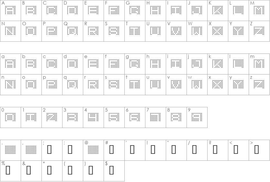 7inch Rounded font character map preview