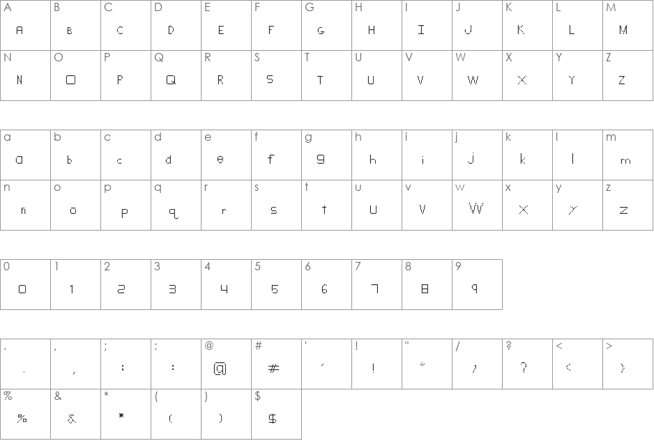 8 bit lettering font character map preview