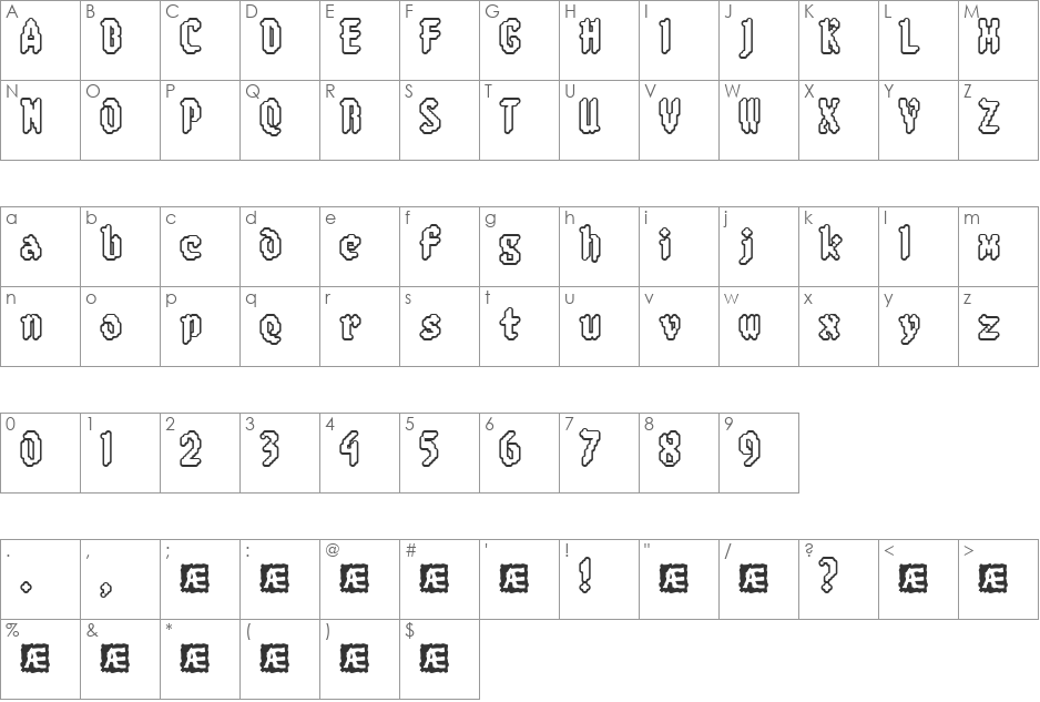 8-bit Limit RO (BRK) font character map preview