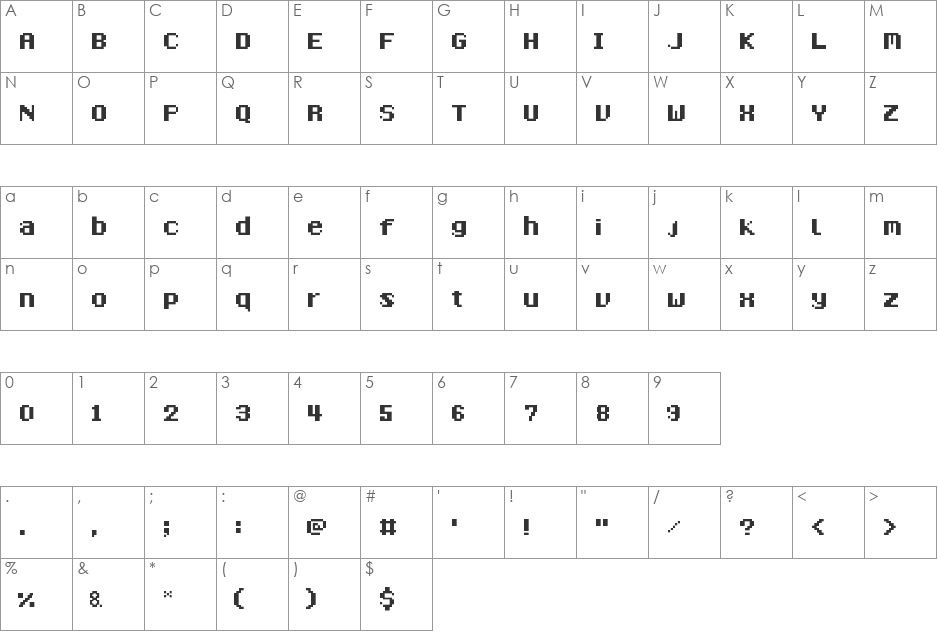 8-Bit Madness font character map preview