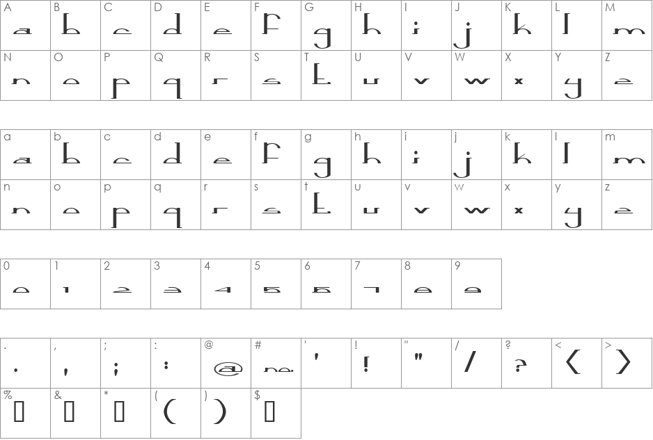 90 Days font character map preview