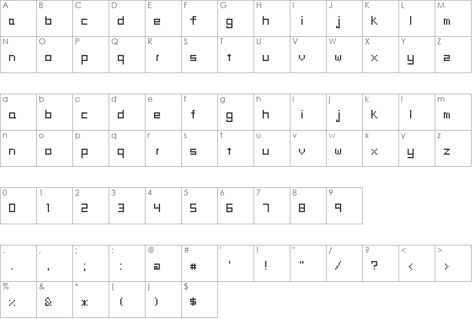 black square font character map preview