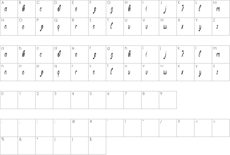 Black Stallion font character map preview