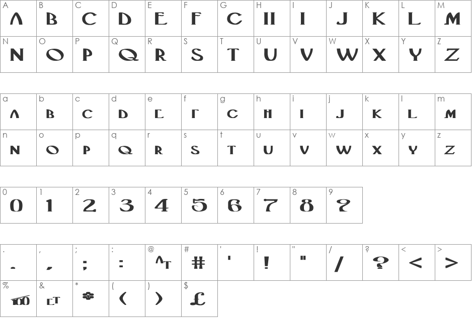 BlackAdderII Extended Bold font character map preview