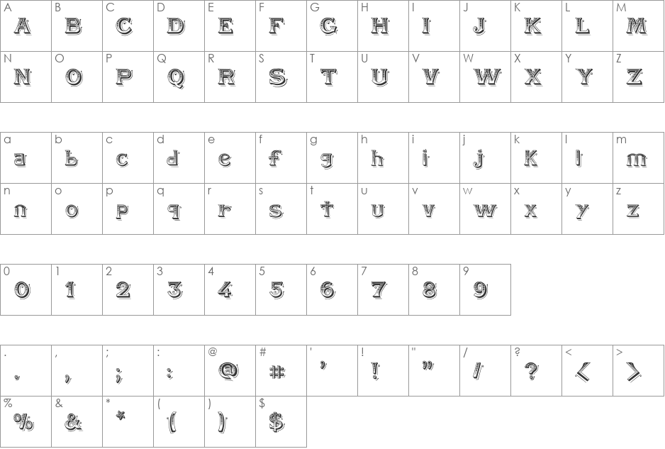 BlackAngel font character map preview