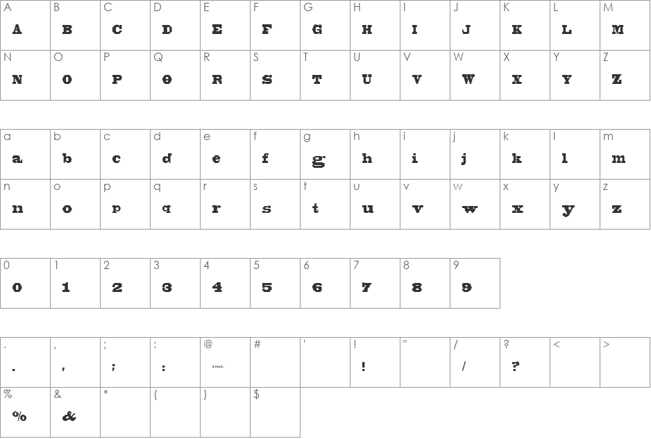 BLACKBONSAI1.0 font character map preview