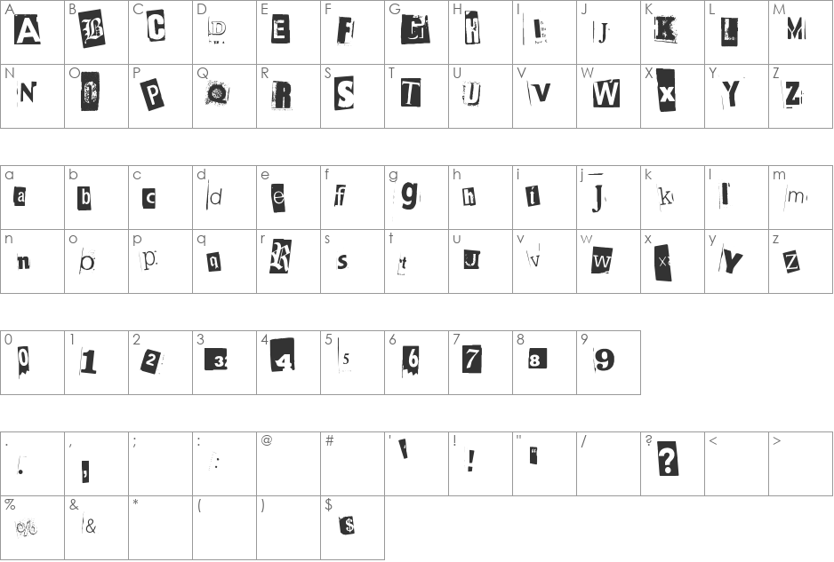 BlackCasper font character map preview