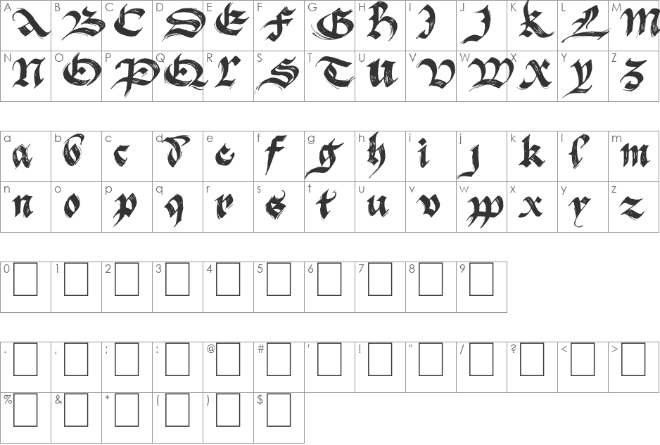 BlackFlag font character map preview