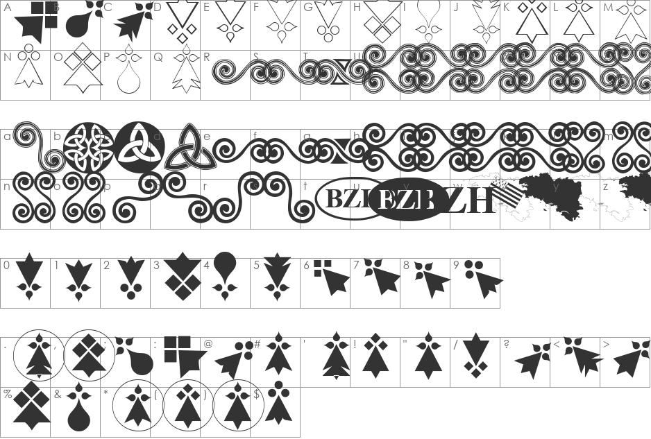 Aaa_BZH font character map preview