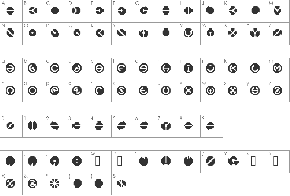 BlackFlag font character map preview