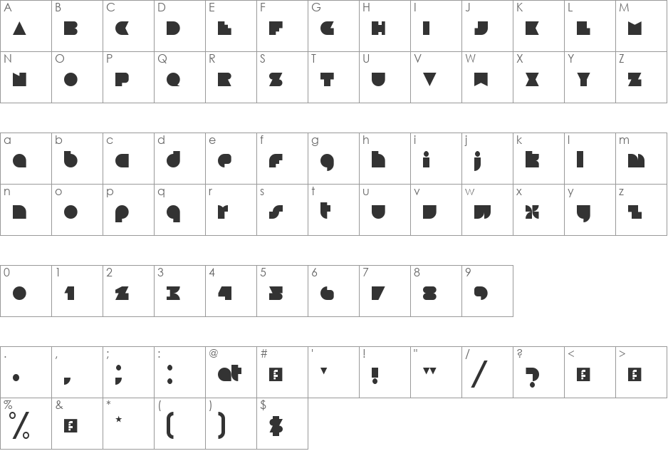 Blackfoot font character map preview