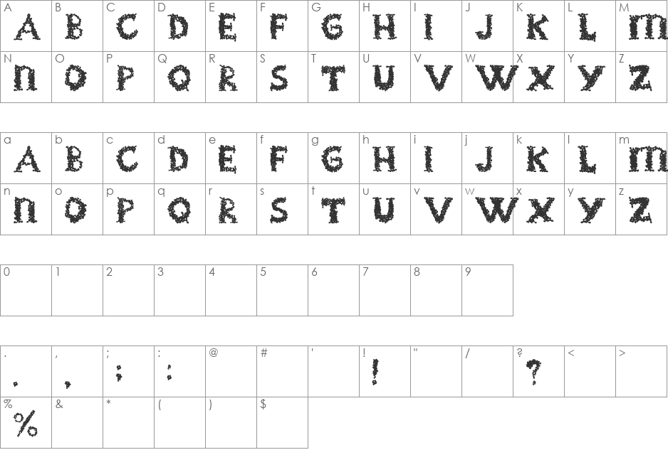 BlackGrapes font character map preview