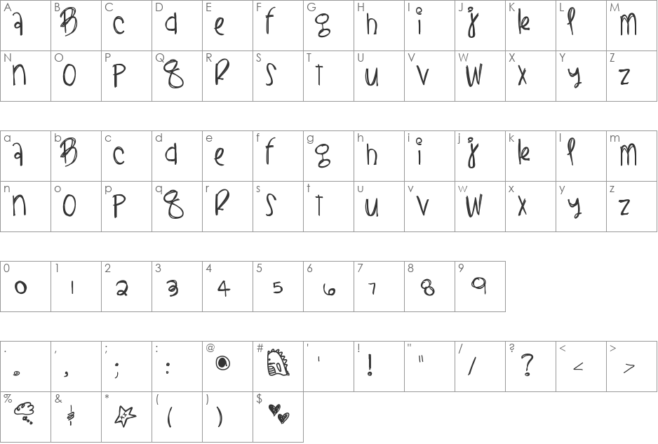 BlackLightning font character map preview