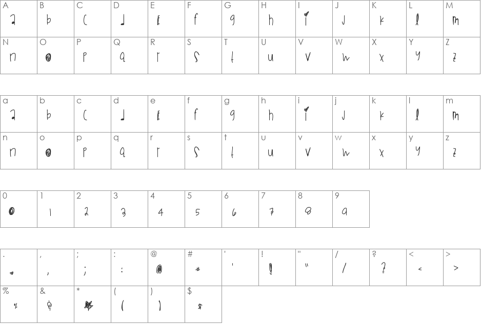 BlackMambaDg font character map preview