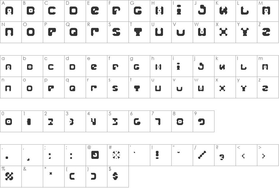 BlackMary font character map preview