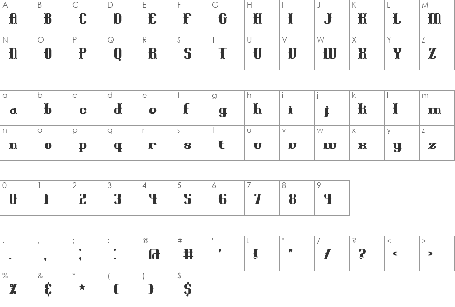 Blackoninaut Bold BRK font character map preview