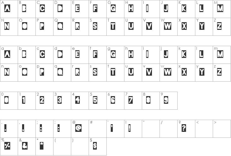 Blackout font character map preview