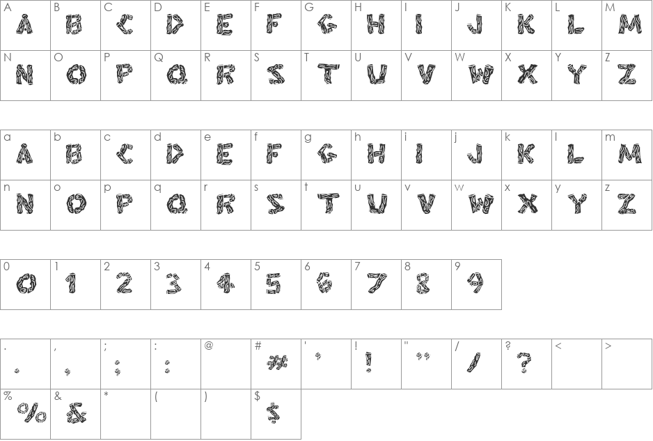 BlackSplinters font character map preview