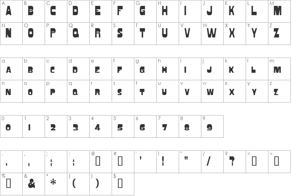 Blacktop Small Caps font character map preview