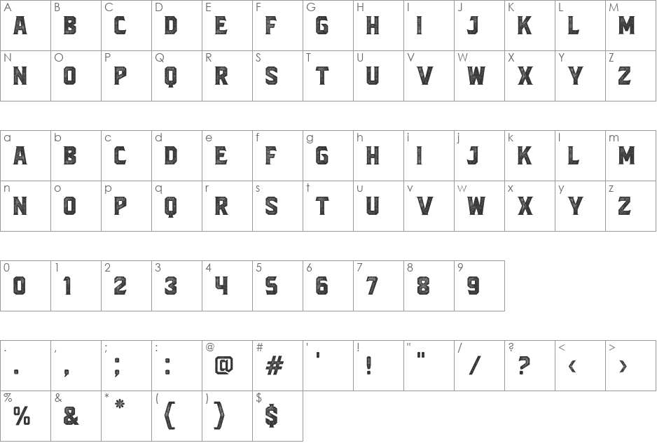 Blacktroops Rough font character map preview