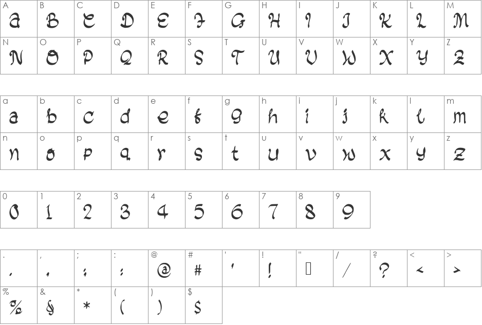 Black_Biscuit font character map preview