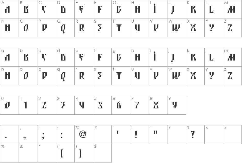 BLAGOVEST_6 font character map preview