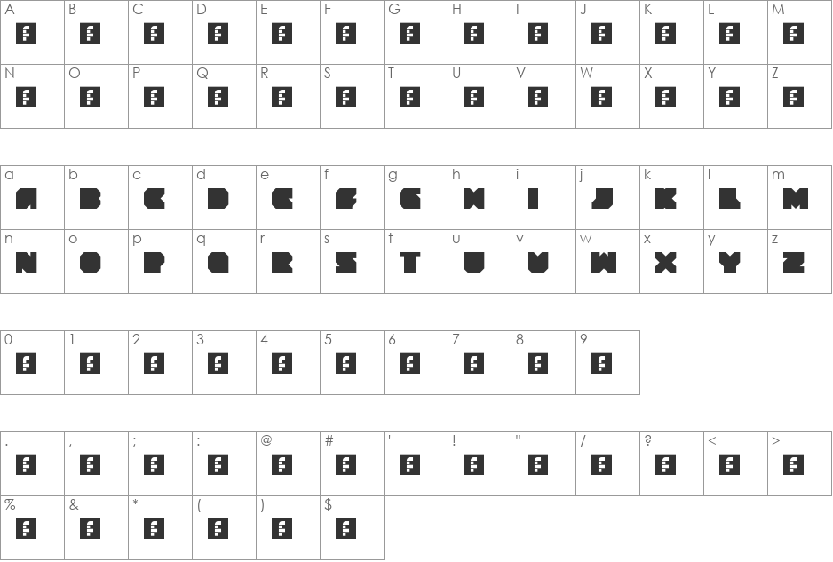 Blak Blok font character map preview
