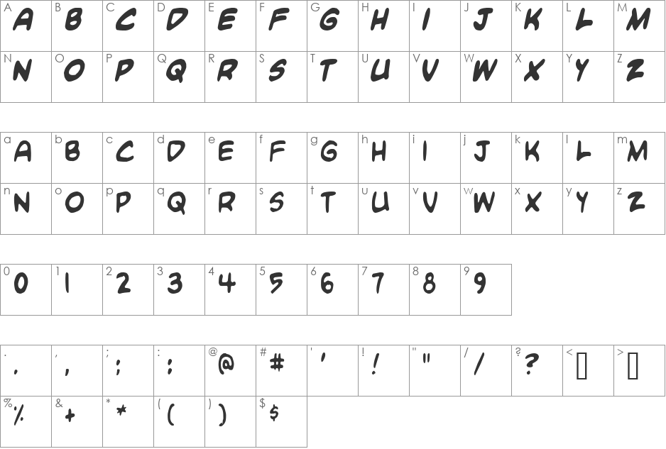 Blambot Custom font character map preview