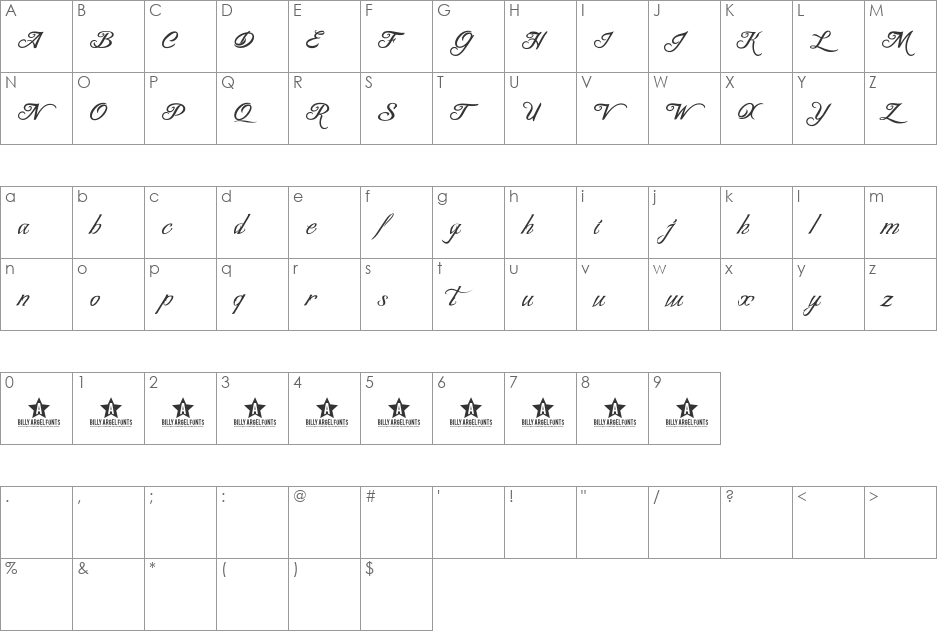 BLANC CHATEAU font character map preview