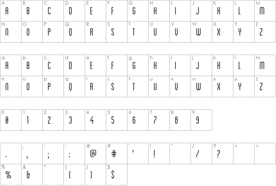 Blanch font character map preview