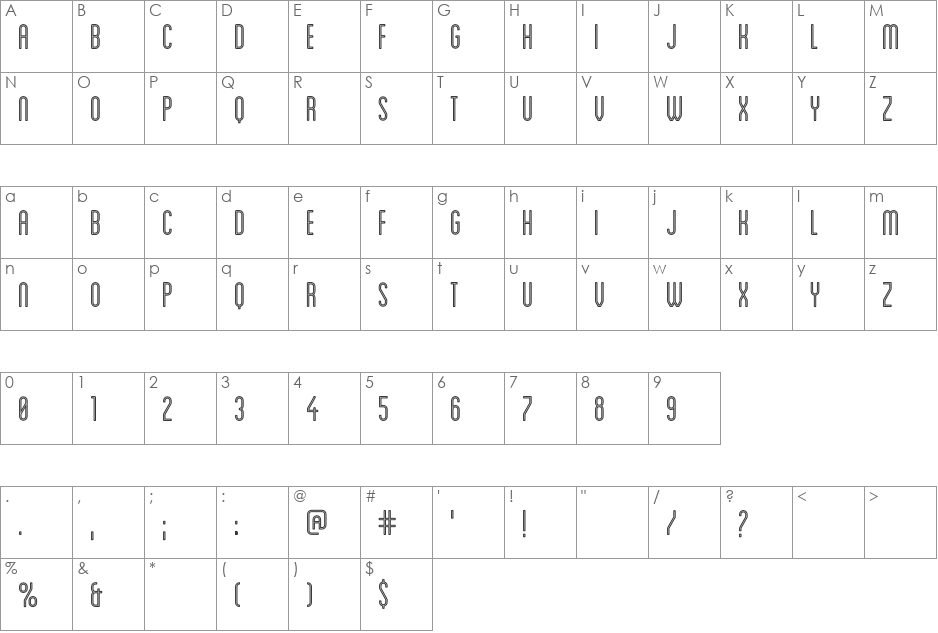 Blanch font character map preview