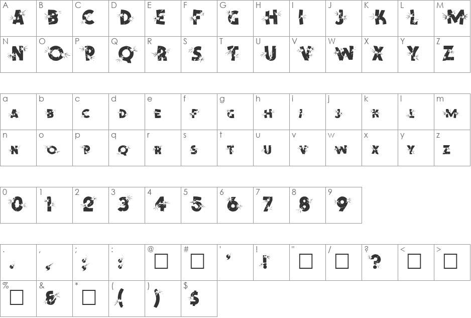 BLAST font character map preview