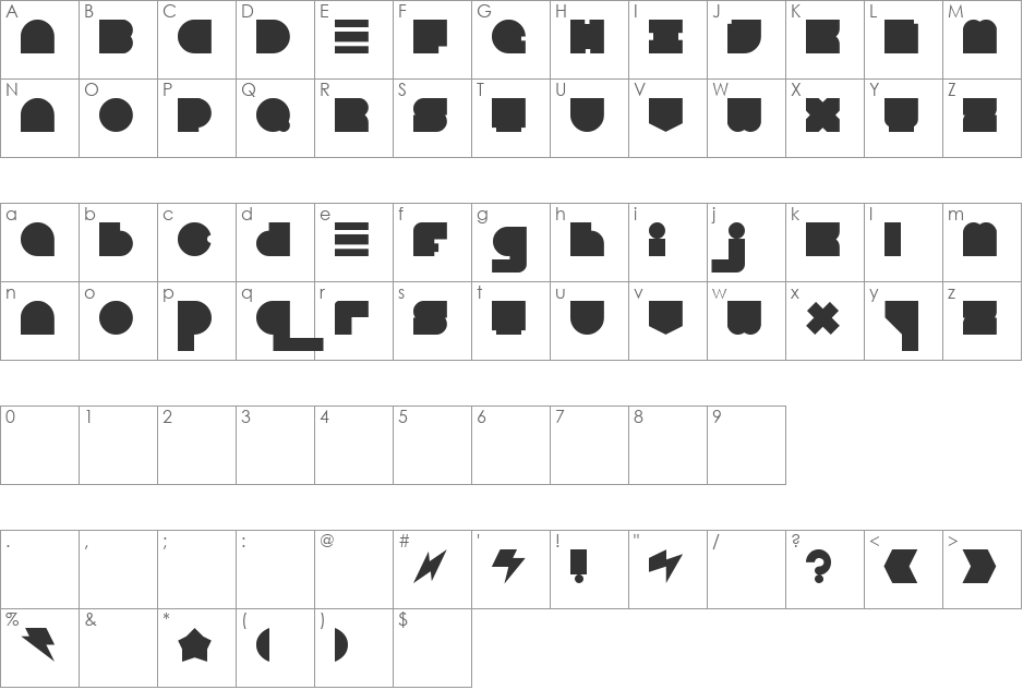 Blast Beat font character map preview