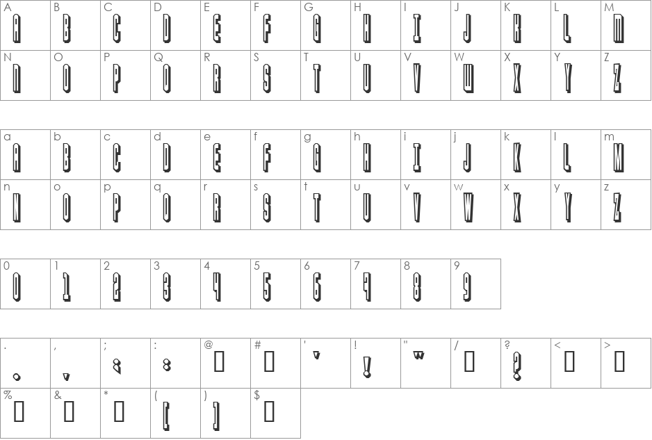 Blaster font character map preview