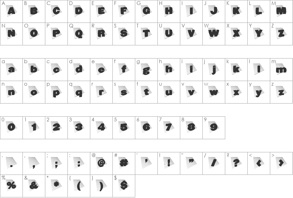 BlaxxOnGrid font character map preview