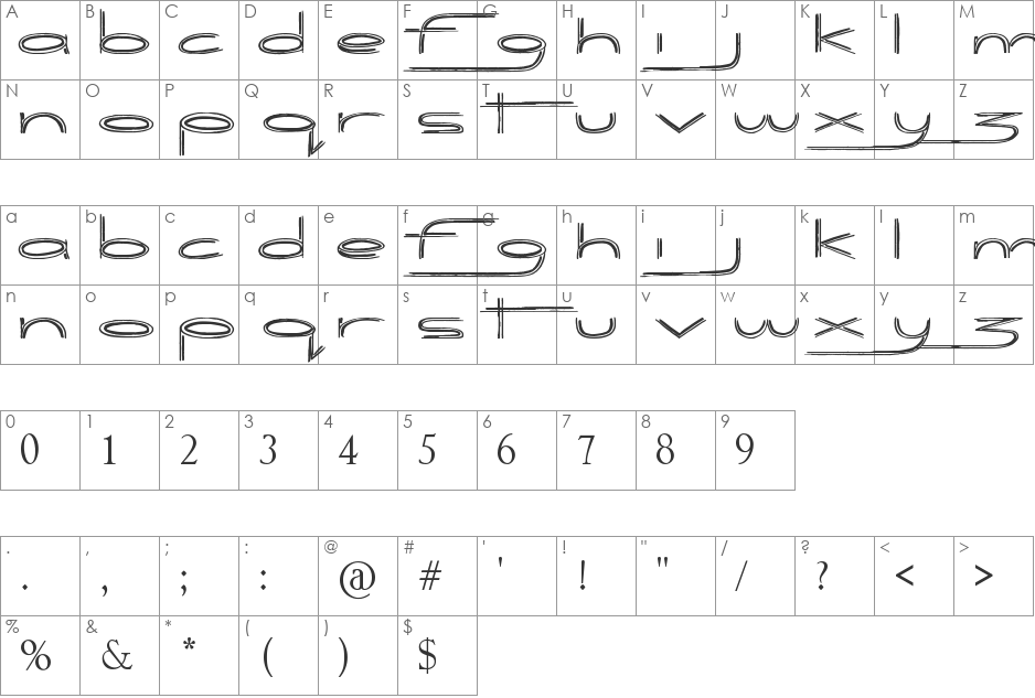 Blazer font character map preview