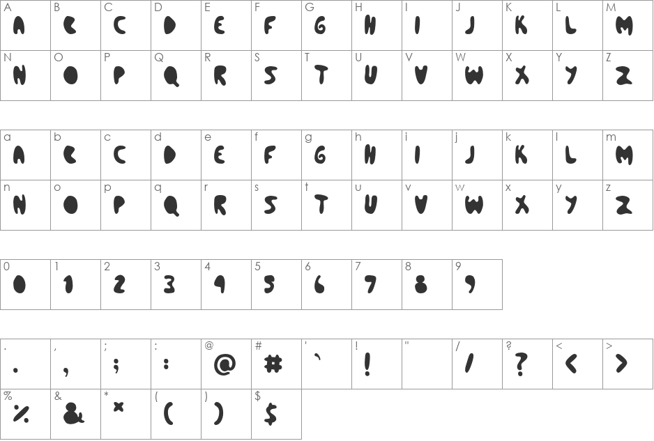 Bleeding Heart font character map preview