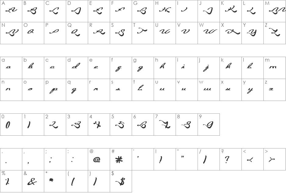 Blessing Son font character map preview
