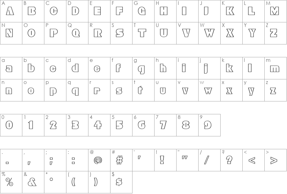 Bleucher font character map preview