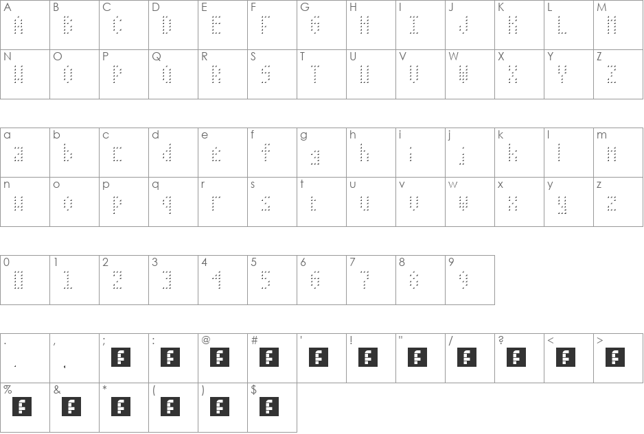 Blind, But Happy font character map preview