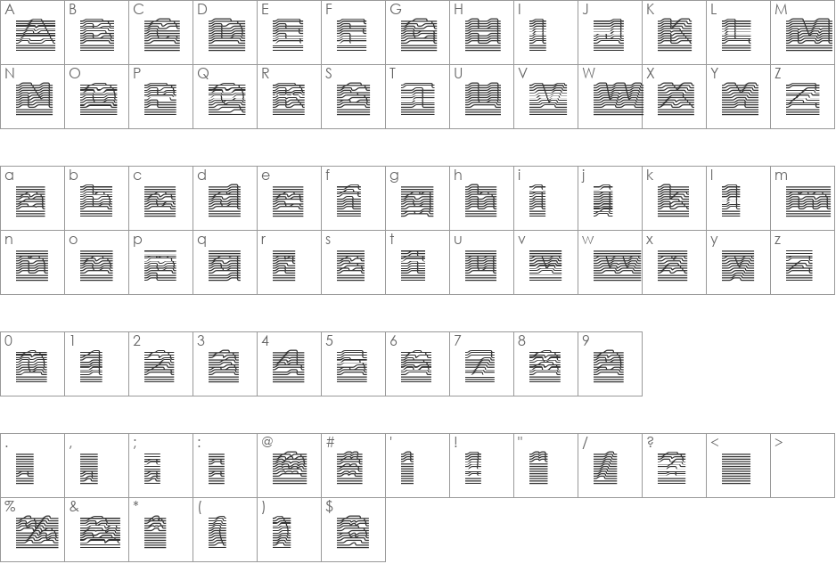 BlindfaithRR font character map preview