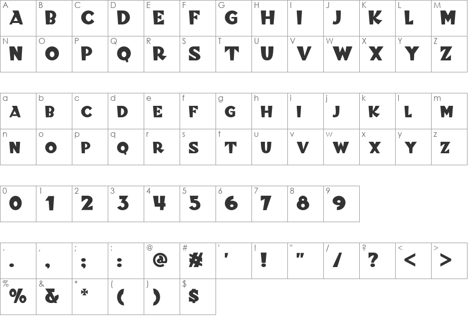 Blitzkrieg NF font character map preview