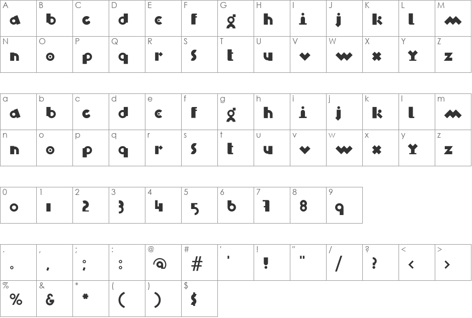 Blix font character map preview