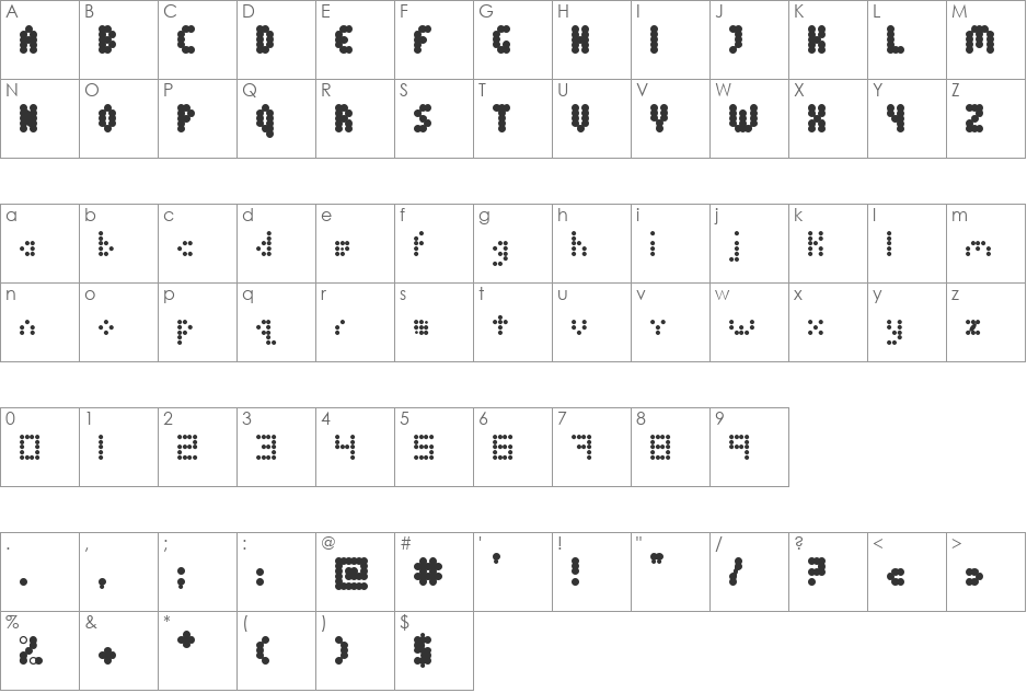 bloberdyblob font character map preview