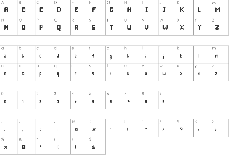 Bloby Futur font character map preview