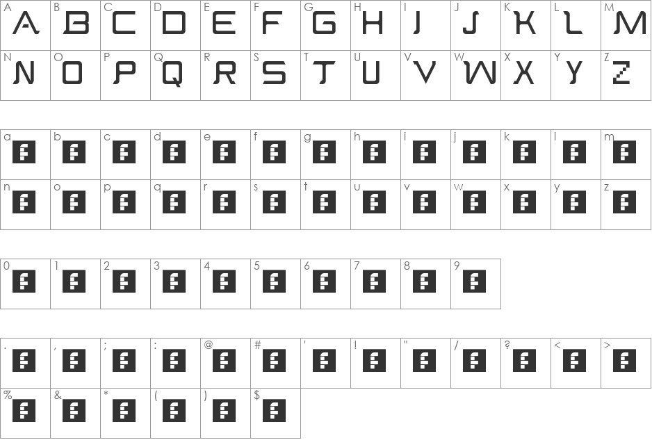 Blocade font character map preview