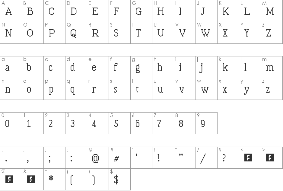 Bloccus font character map preview
