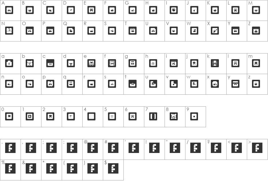 BlocFace font character map preview