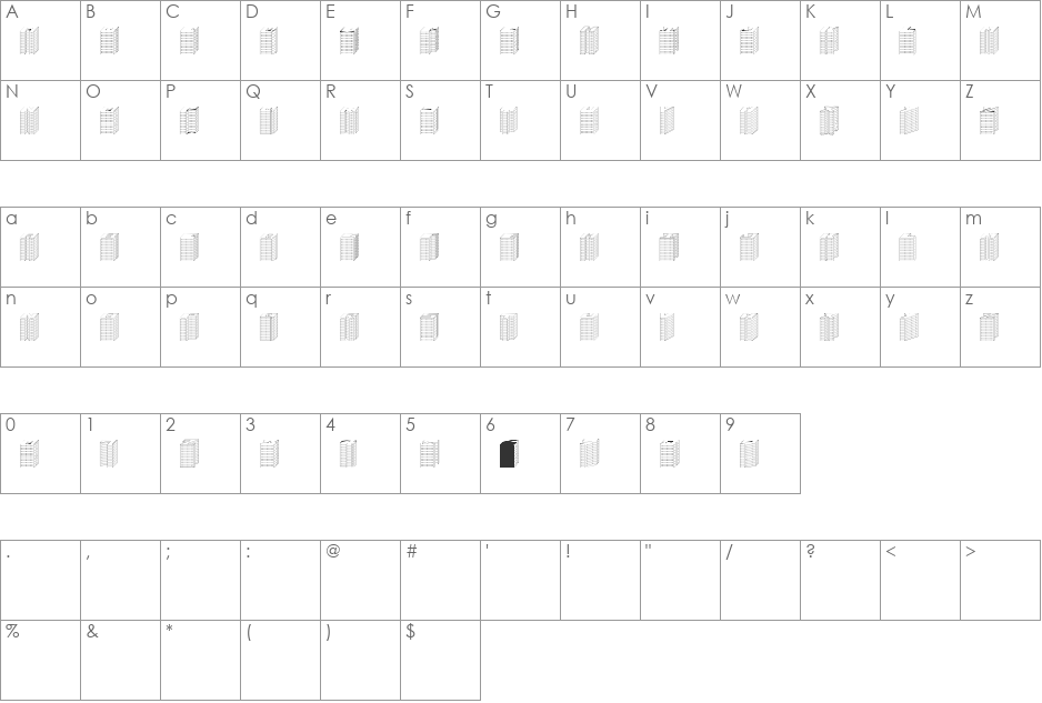 Block 1900 font character map preview